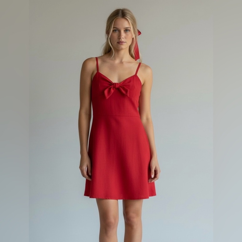 Old Navy Red‎ Cami Large Dress Sleeveless Tie Front Casual Sundress